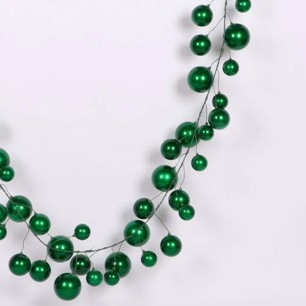 Garlands^Farrisilk 10' Emerald Candy Apple Ball Garland