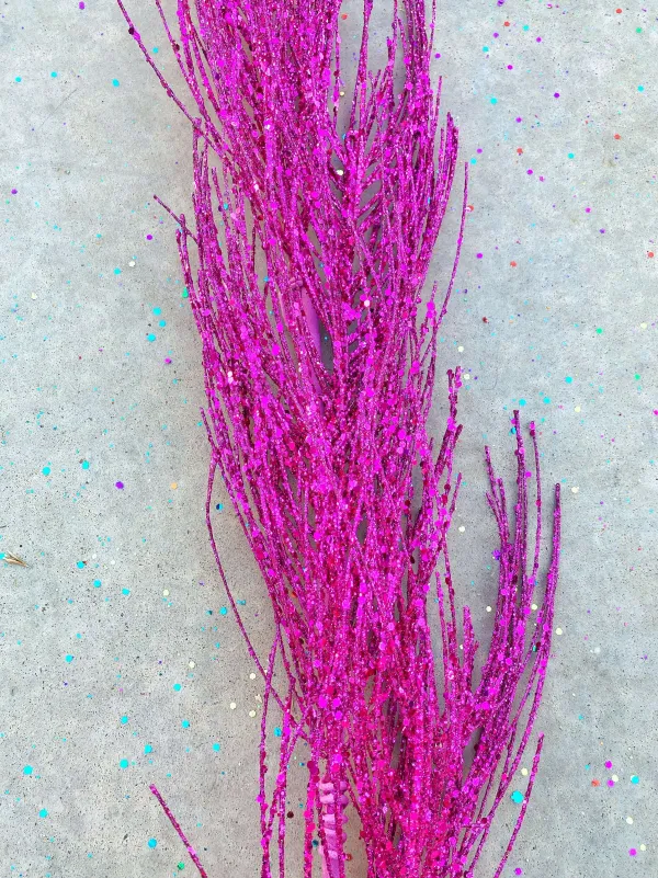 Mardi Gras^A&B Floral 5' Glitte Pine Garland In Assorted Colors