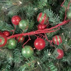 Garlands^Craig Bachman 5' Glitter Ball Garland Red And Lime
