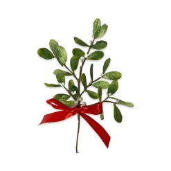 Floral Decor^Kurt S. Adler 10" Mistletoe Pick With Red Satin Bow