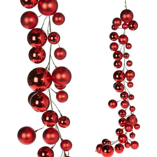 Garlands^RAZ 4' Red Dense Ball Garland