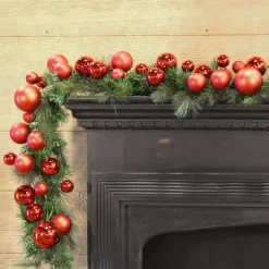 Garlands^RAZ 4' Red Dense Ball Garland