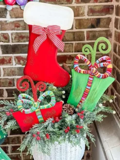 Pot Stakes^The Round Top Collection All Glitter Pink Poinsettia Stake