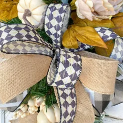 St. Patrick's Day^A&B Floral Antique Diamond Plaid Ribbon, 1.5