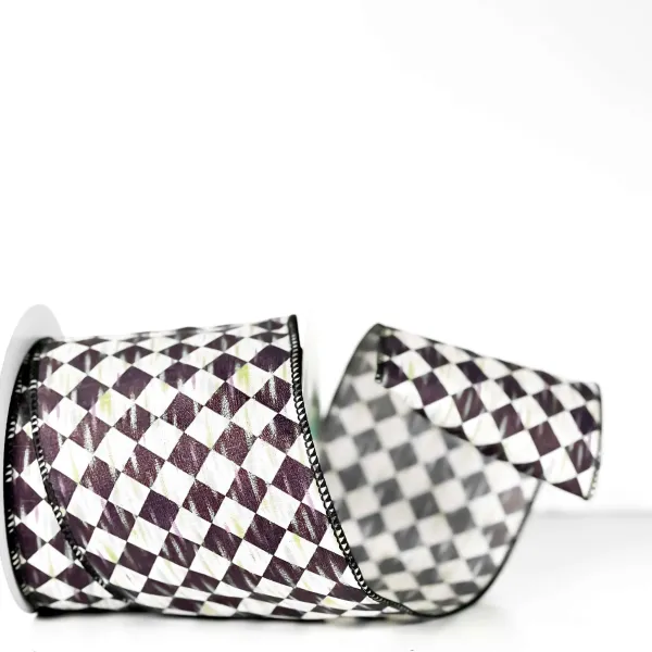 Ribbon^A&B Floral Antique Diamond Plaid Ribbon, 4" X 10Yd.