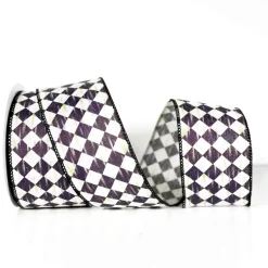 Ribbon^A&B Floral Antique Diamond Plaid Ribbon, 2.5" X 10Yd.