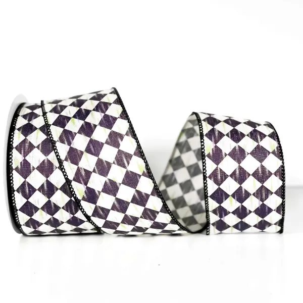 Ribbon^A&B Floral Antique Diamond Plaid Ribbon, 2.5" X 10Yd.