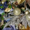 Floral Decor^Regency Antique Silver Glittered Bay Leaf Spray
