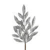 Sprays^Regency Antique Silver Glittered Bay Leaf Spray