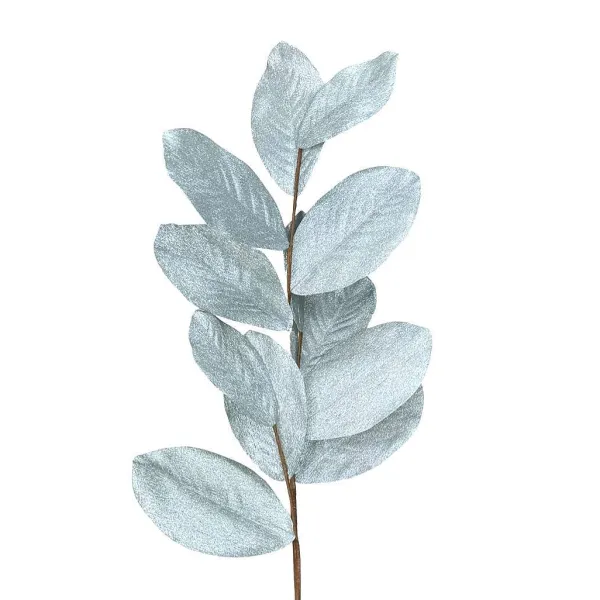 Floral^Regency Aqua Glitter Trinity Magnolia Leaf Spray