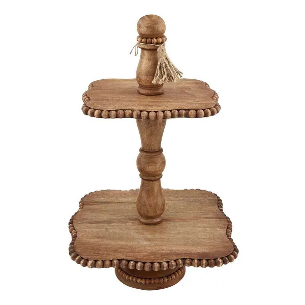 Table Decor^Mudpie Beaded Tiered Tray