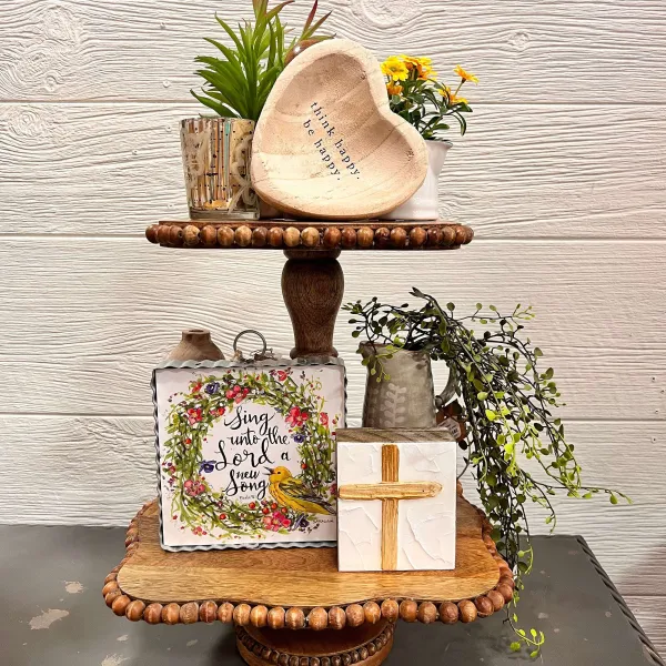 Table Decor^Mudpie Beaded Tiered Tray
