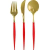 Party Diy^Sophistiplate Bella Cutlery, Gold & Red