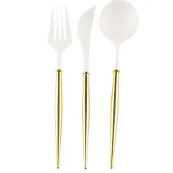 Kitchen & Dining^Sophistiplate Bella Cutlery, White & Gold