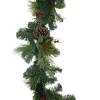 Table Decor^Liberty Floral Berry Pinecone Pine Garland, 6'