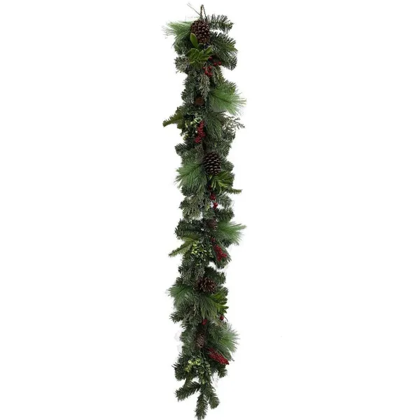 Table Decor^Liberty Floral Berry Pinecone Pine Garland, 6'