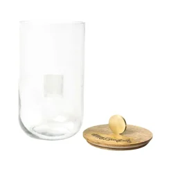 Table Decor^Happy Everything Big Wooden Lid Glass Jar By !