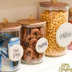 Decorative Containers^Happy Everything Big Wooden Lid Glass Jar By !