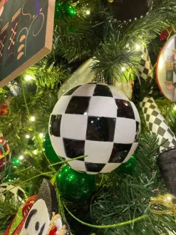St. Patrick's Day^Farrisilk Black And White Check Ornament, 5"