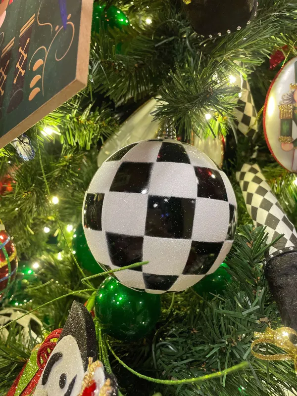 St. Patrick's Day^Farrisilk Black And White Check Ornament, 5"