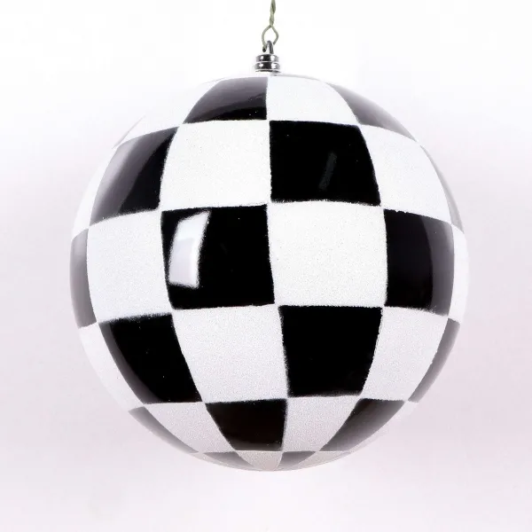 St. Patrick's Day^Farrisilk Black And White Check Ornament, 4"