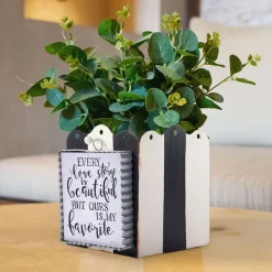 Table Decor^The Round Top Collection Black And White Display Planter