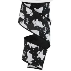 Ribbon^Craig Bachman Black And White Ghost Ribbon, 2.5" X 10Yd
