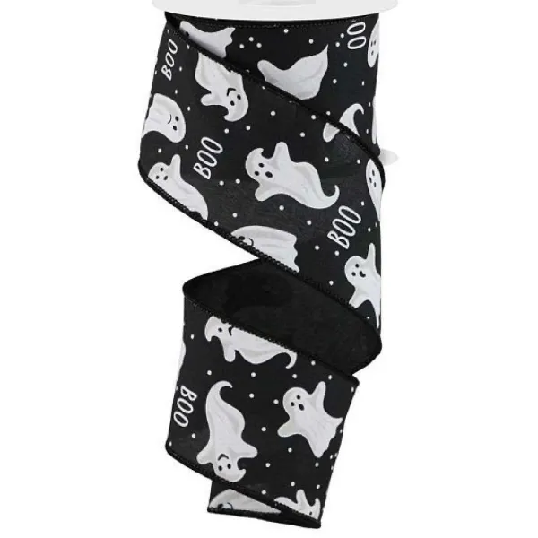 Ribbon^Craig Bachman Black And White Ghost Ribbon, 2.5" X 10Yd