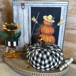 Home Accents^Liberty Floral Black And White Gingham Pumpkin