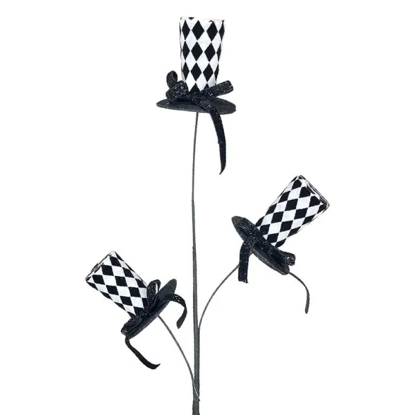 Sprays^Liberty Floral Black And White Harlequin Hat Spray