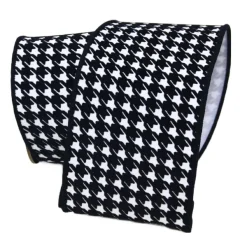 Ribbon^Farrisilk Black And White Houndstooth Ribbon 4"X10Yd