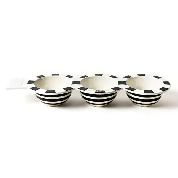 Kitchen & Dining^Happy Everything Black And White Stripe Mini Trio Bowl By !