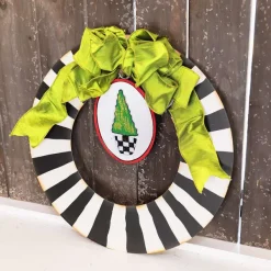 Door Decor^The Round Top Collection Black And White Wreath With Grommet Hanger