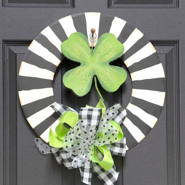 Wall Decor^The Round Top Collection Black And White Wreath With Grommet Hanger