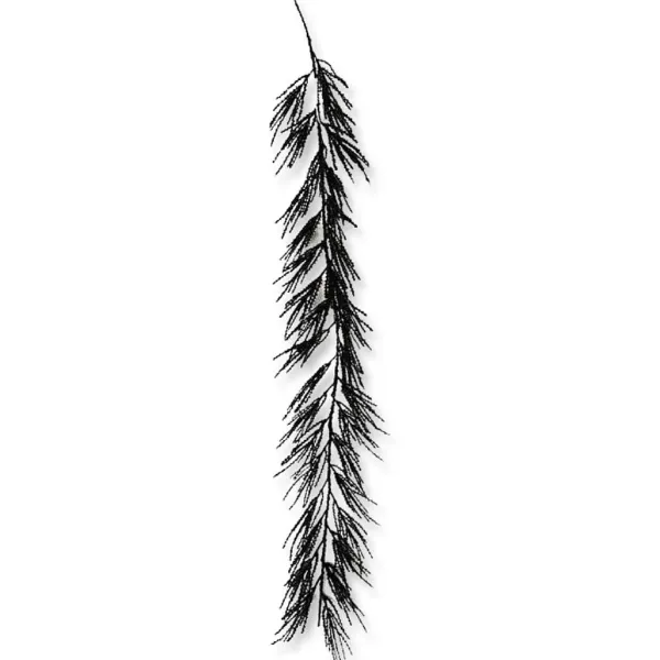 Greenery^Liberty Floral Black Flocked Pine Garland