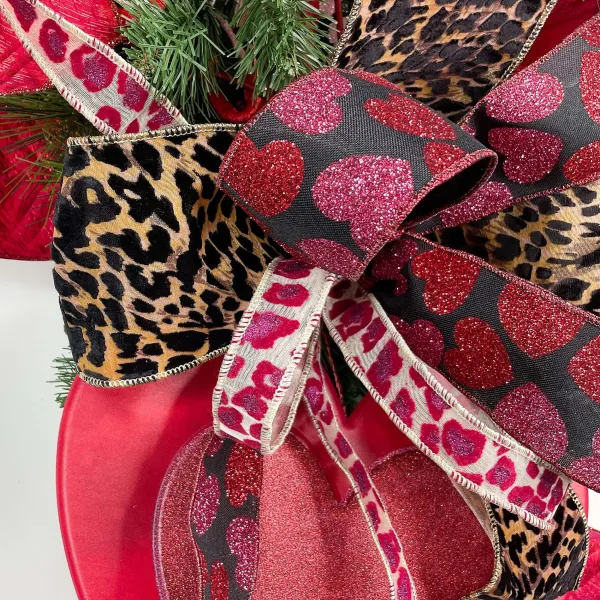 Ribbon^D. Stevens Black Leopard Jacquard Ribbon, 4" X 10Yd.