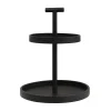Tiered Trays^Creative Coop Black Mango Wood 2-Tier Tray With Handle