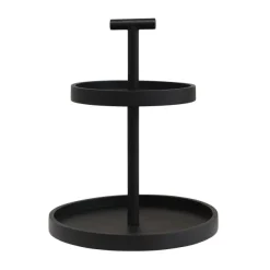 Table Decor^Creative Coop Black Mango Wood 2-Tier Tray With Handle