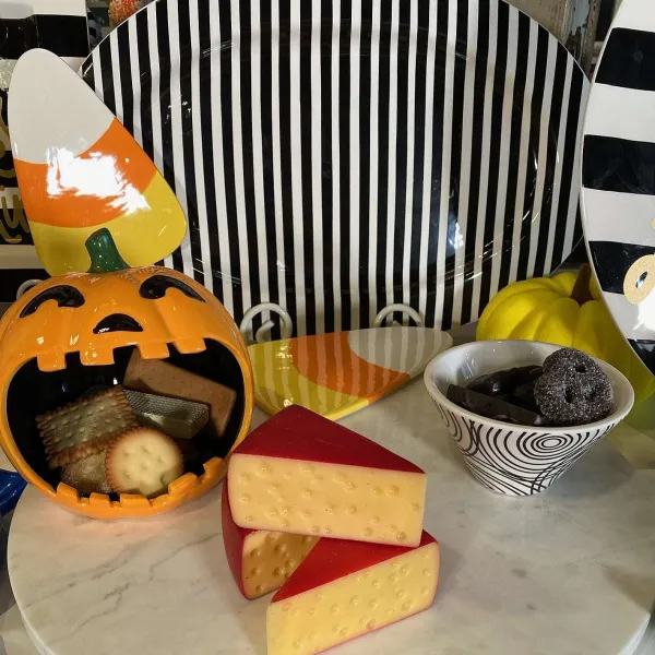 Kitchen & Dining^Happy Everything Black Stripe Big Oval Platter By !