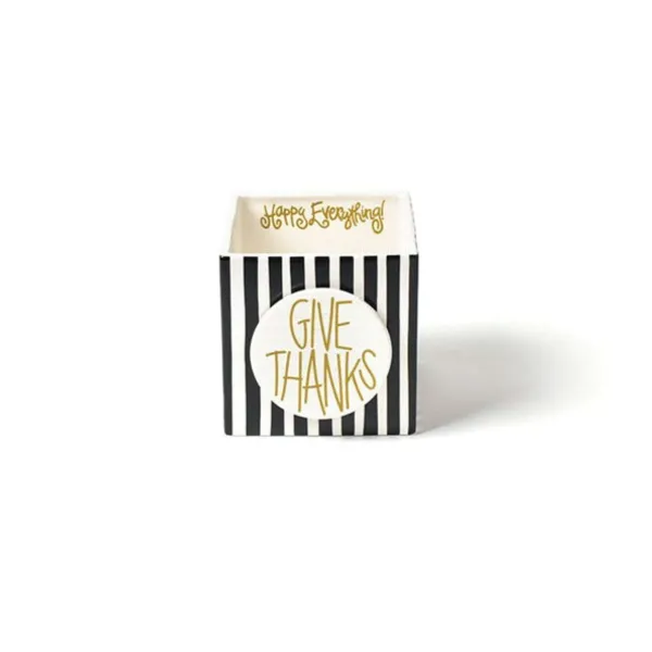 Table Decor^Happy Everything Black Stripe Medium Nesting Cube By !