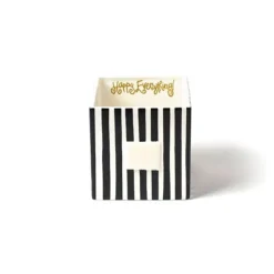 Decorative Containers^Happy Everything Black Stripe Medium Nesting Cube By !
