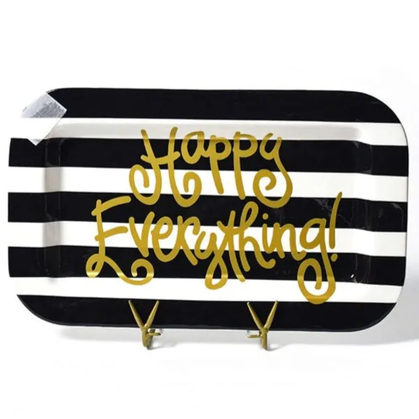Kitchen & Dining^Happy Everything Black Stripe Rectangle Mini Entertaining Platter By !