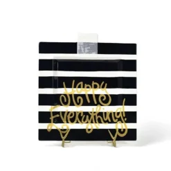 Table Decor^Happy Everything Black Stripe Square Big Entertaining Platter By !