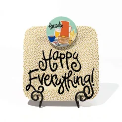 Home Accents^Happy Everything Black Swirl Mini Plate Stand By !