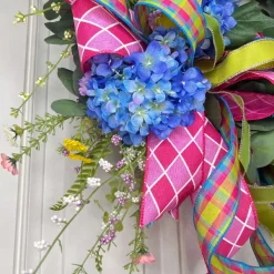 Door Decor^* Blooming Blue Hydrangea Wreath