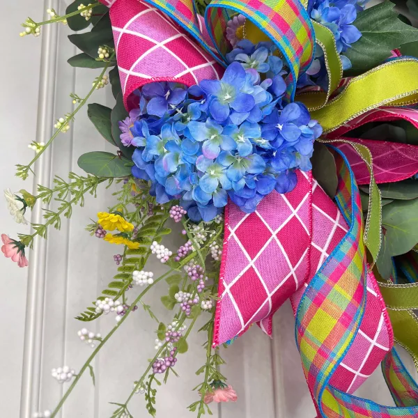 Door Decor^* Blooming Blue Hydrangea Wreath