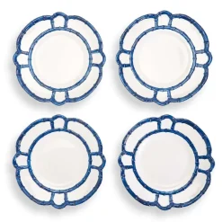 Kitchen & Dining^Two's Company Blue Bamboo Touch Dinner Plate, Set Of 4