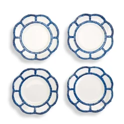 Spring^Two's Company Blue Bamboo Touch Salad Plate, Set Of 4