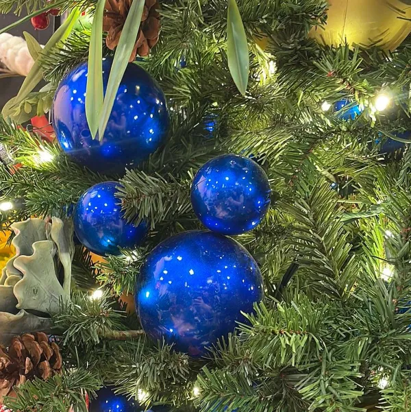 Garlands^Farrisilk Blue Candy Apple Ball Garland, 10'