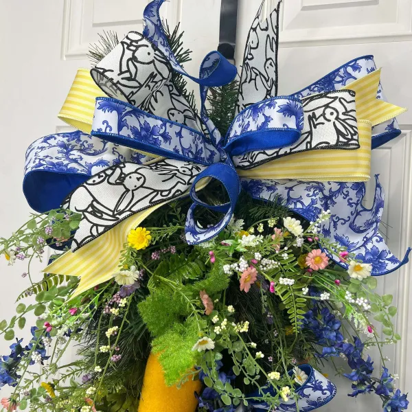 Spring^D. Stevens Blue Chinoiserie Ribbon, 4" X 10Yd